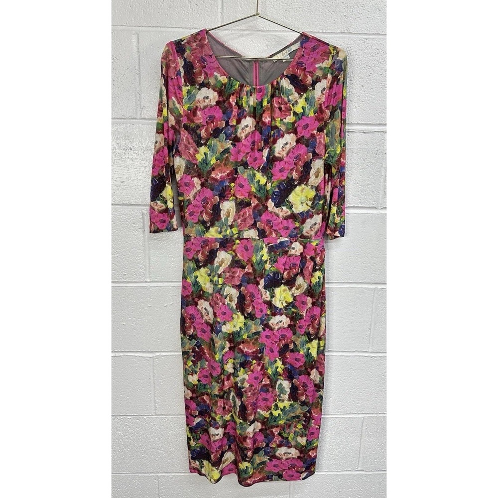 Boden Sophie Sheath Dress Pink Floral Exposed Zipper / Women's 10 L‎